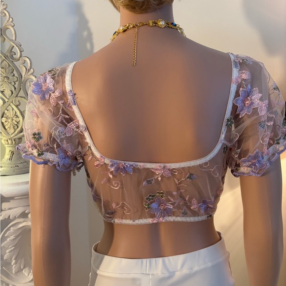 ROMWE Pink Floral Sheer Bralette - Picture 7 of 16